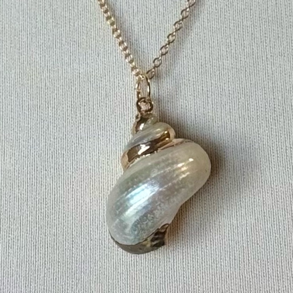 Hand Crafted Gold Seashell Charm Necklace